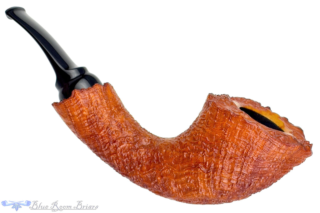 Blue Room Briars is proud to present this Clark Layton Pipe Sandblast Freehand Horn with Plateaux