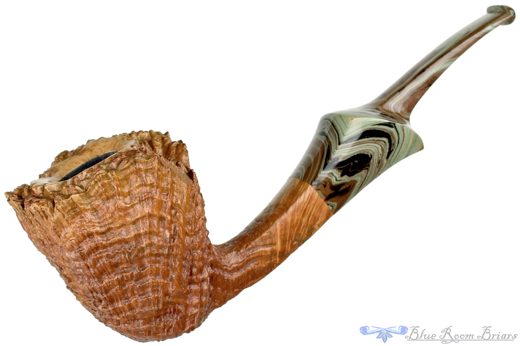 Nate King Pipe 679 Bent Ring Blast Paneled Dublin with Brindle and Plateau