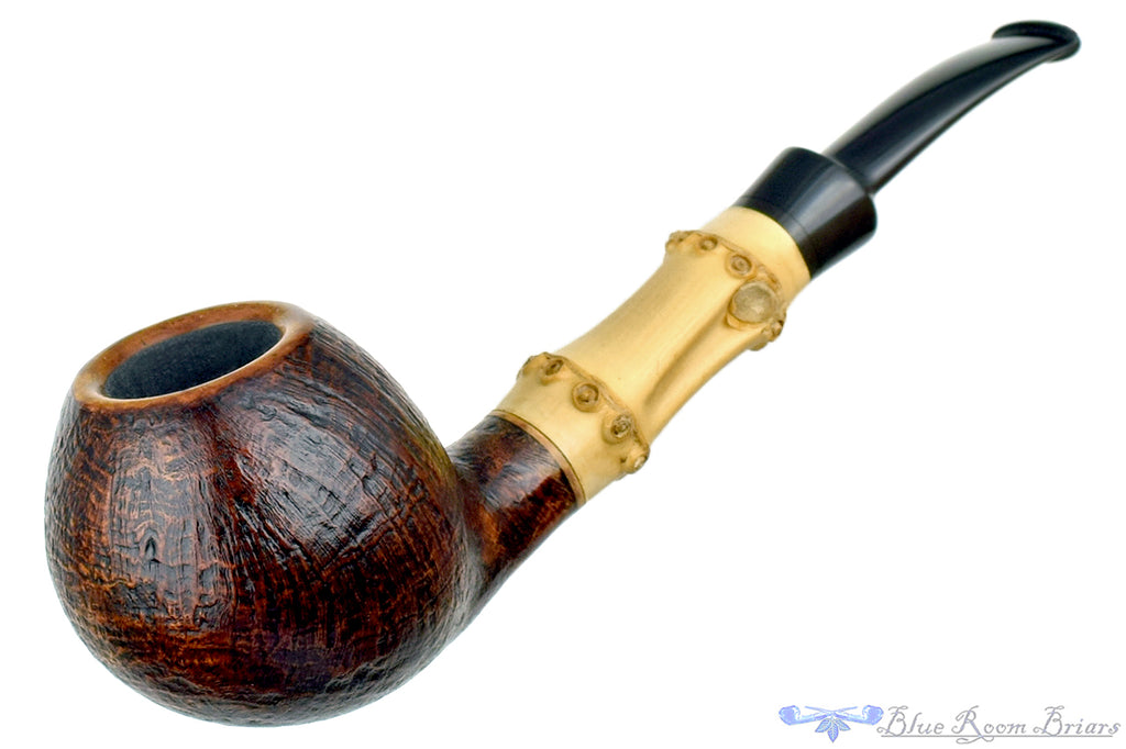 Blue Room Briars is proud to present this Charl Goussard Pipe 1/4 Bent Sandblast Apple with Bamboo