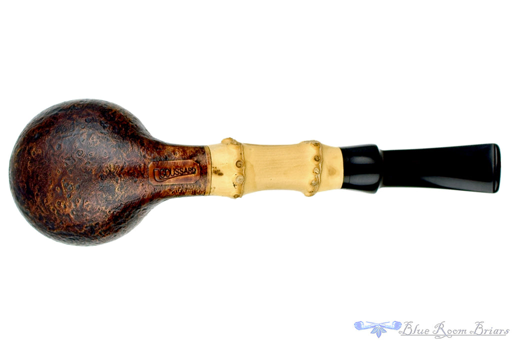 Blue Room Briars is proud to present this Charl Goussard Pipe 1/4 Bent Sandblast Apple with Bamboo