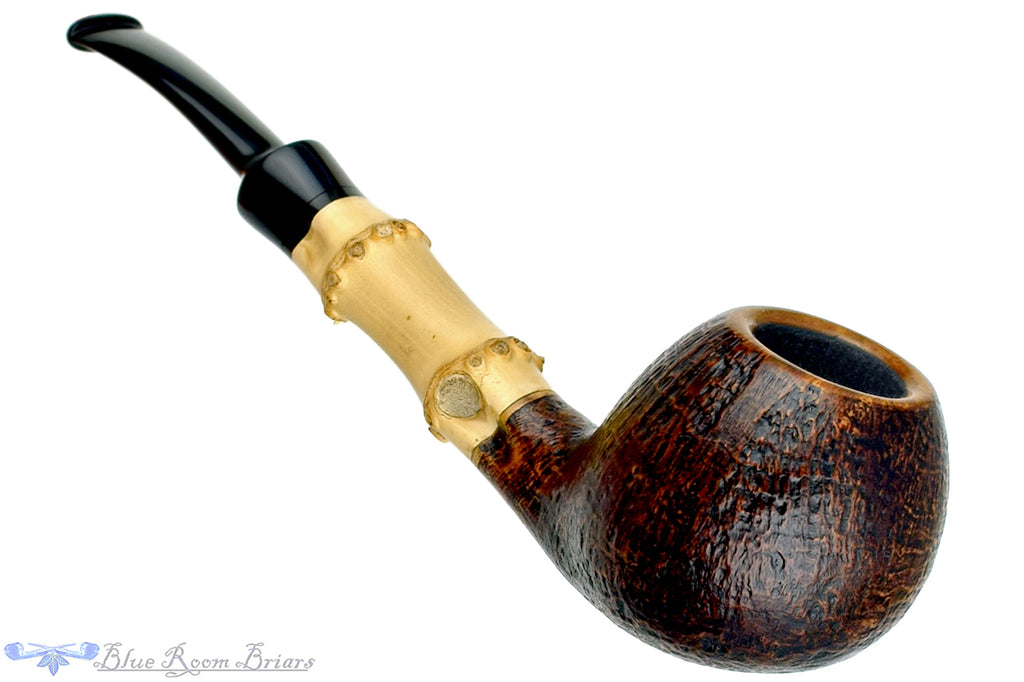 Blue Room Briars is proud to present this Charl Goussard Pipe 1/4 Bent Sandblast Apple with Bamboo