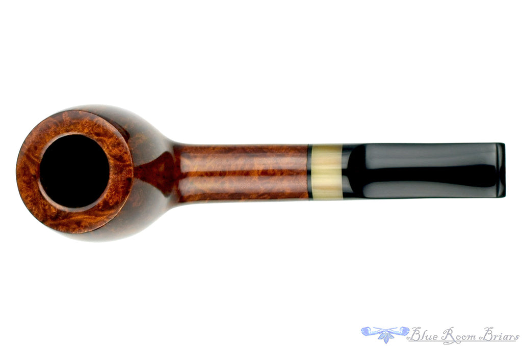 Blue Room Briars is proud to present this Jerry Crawford Pipe Smooth Billiard with Buffalo Horn