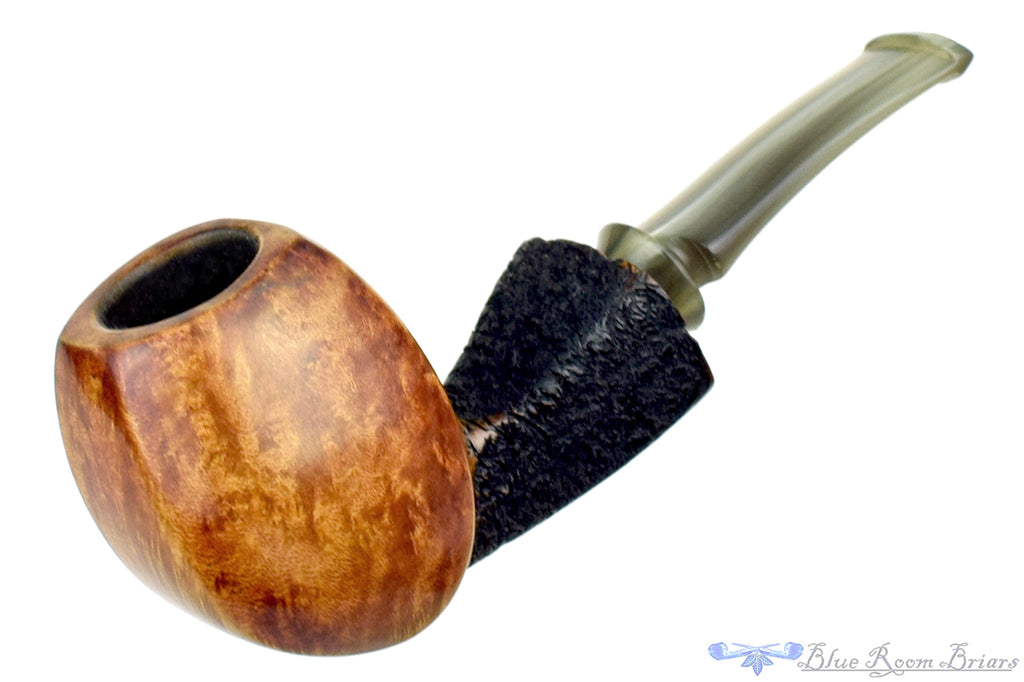 Blue Room Briars is proud to present this Ron Smith Pipe "Edward" Bent Partial Rusticated Panel Billiard