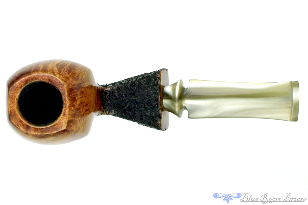 Blue Room Briars is proud to present this Ron Smith Pipe "Edward" Bent Partial Rusticated Panel Billiard