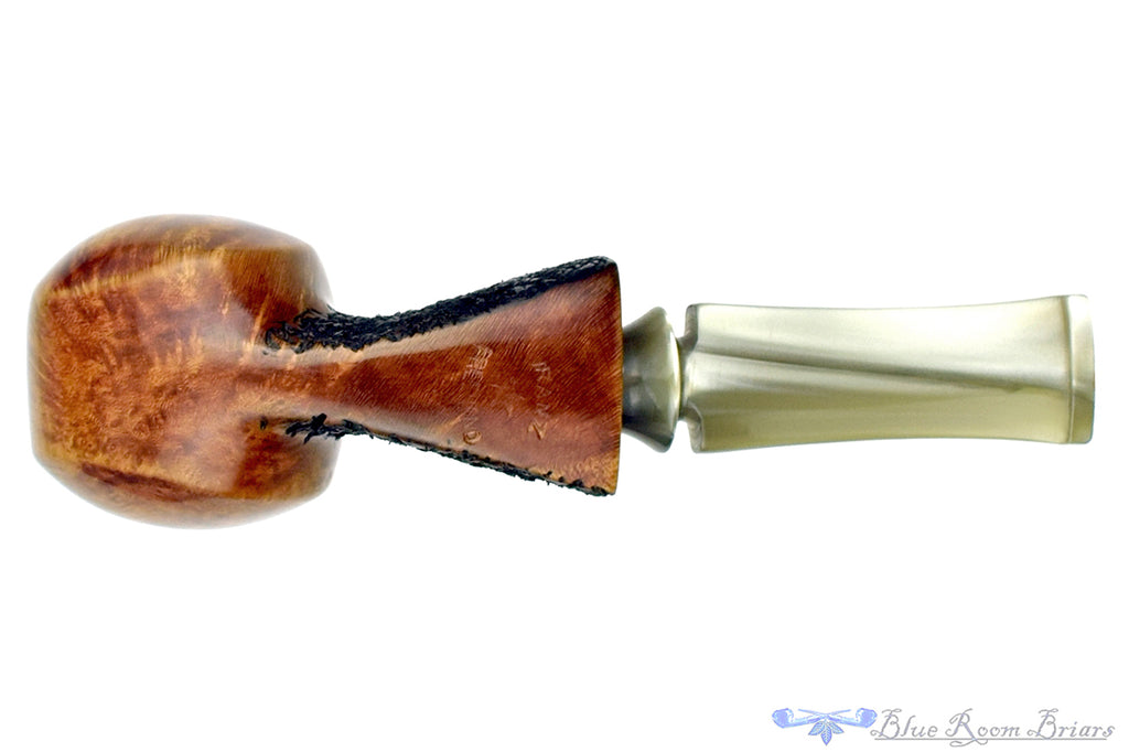 Blue Room Briars is proud to present this Ron Smith Pipe "Edward" Bent Partial Rusticated Panel Billiard