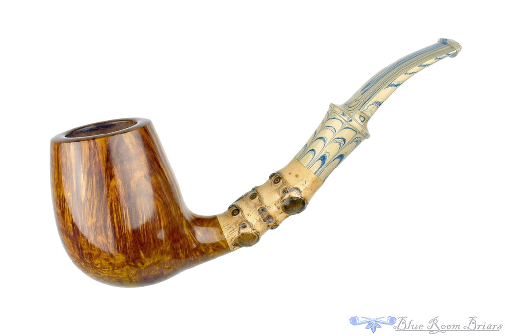 Bill Walther Pipe Bent Billiard with Bamboo and Brindle