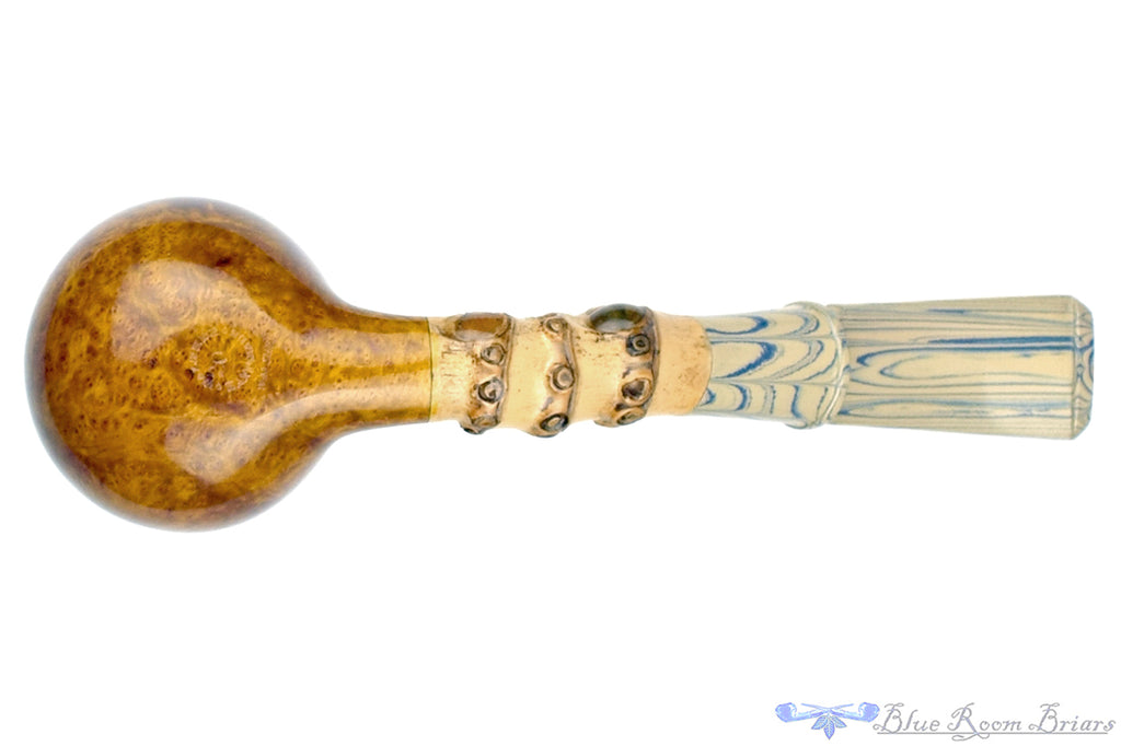 Blue Room Briars is proud to present this Bill Walther Pipe Bent Billiard with Bamboo and Brindle
