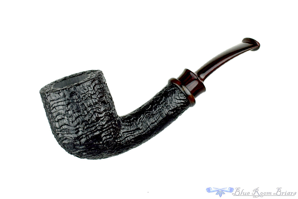 Bill Shalosky Pipe 568 Bent Black Blast Billiard with Blackwood and Brindle