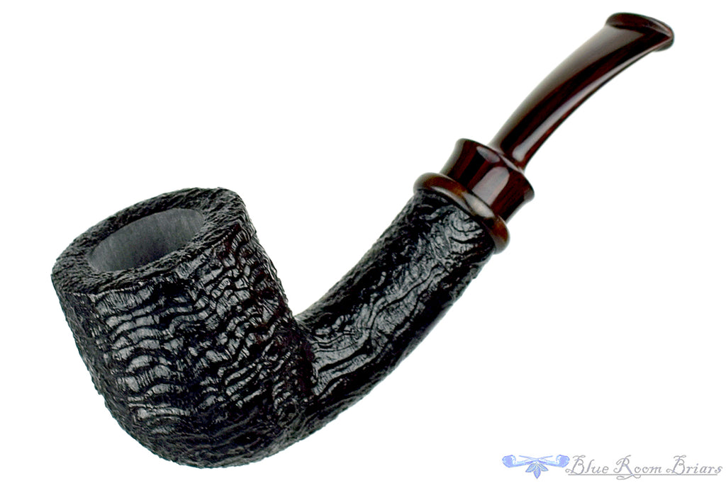 Blue Room Briars is proud to present this Bill Shalosky Pipe 568 Bent Black Blast Billiard with Cocobolo and Brindle