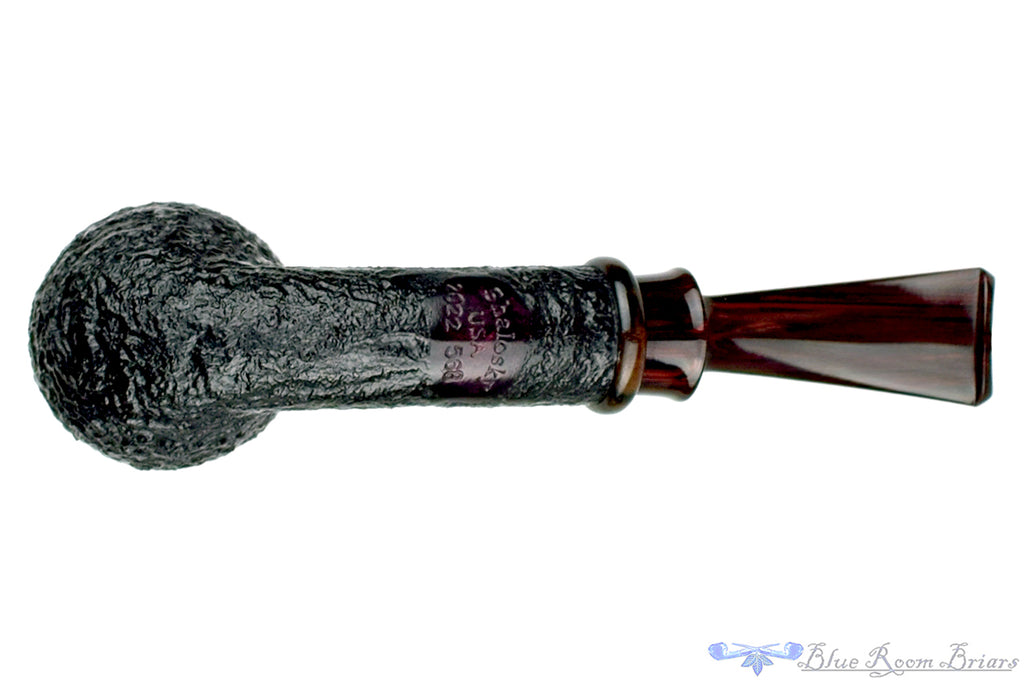 Blue Room Briars is proud to present this Bill Shalosky Pipe 568 Bent Black Blast Billiard with Cocobolo and Brindle