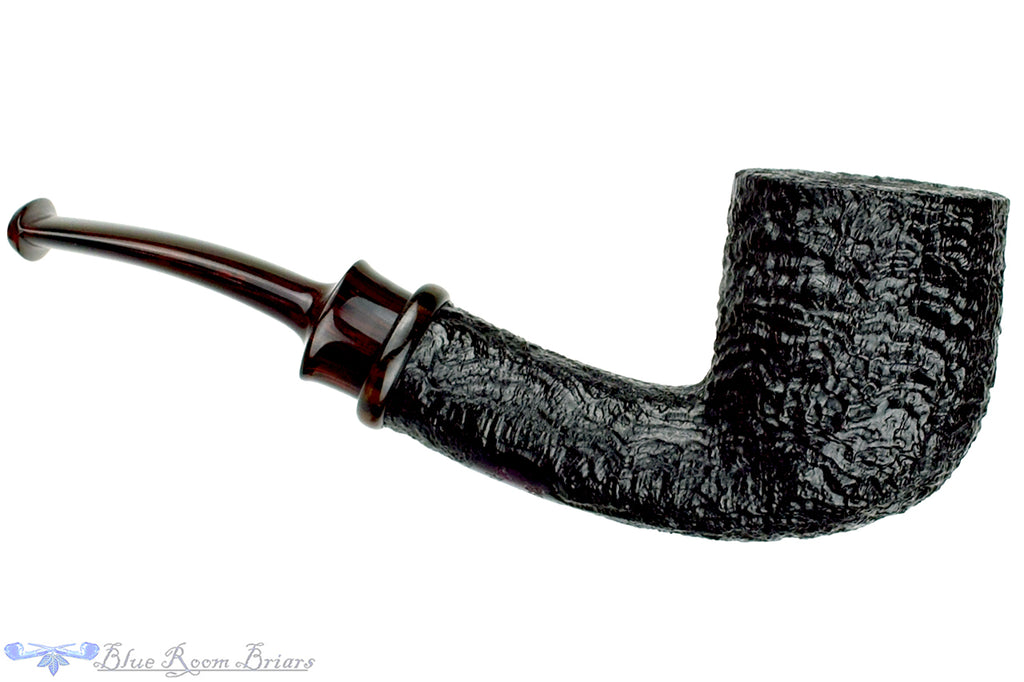 Blue Room Briars is proud to present this Bill Shalosky Pipe 568 Bent Black Blast Billiard with Cocobolo and Brindle