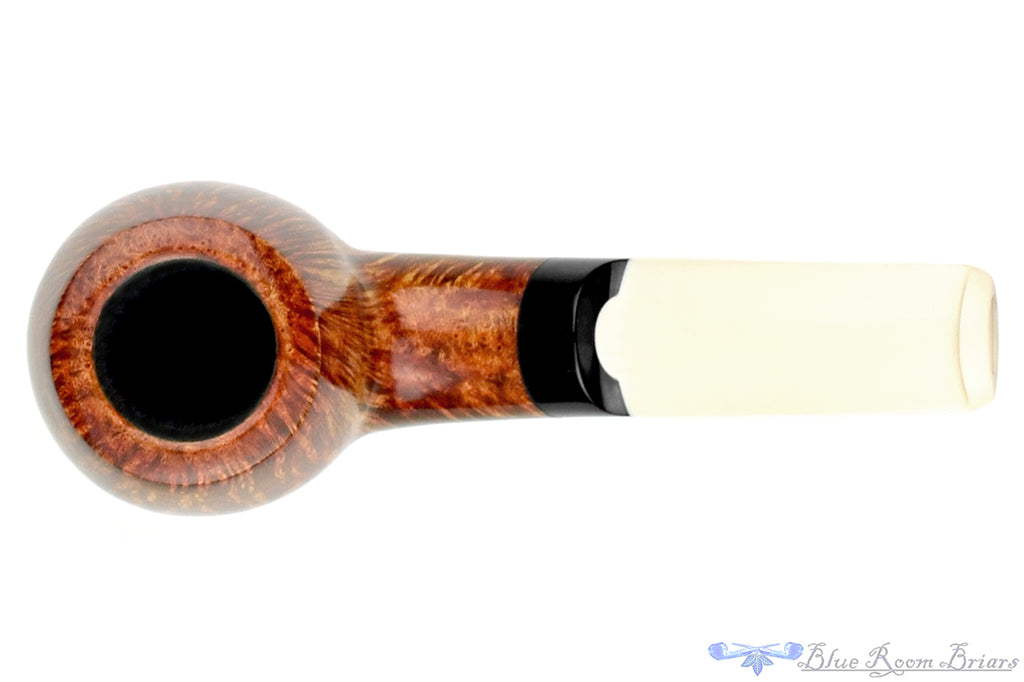 Blue Room Briars is proud to present this Jared Coles Pipe Bent High-Contrast Billiard with Ebonite