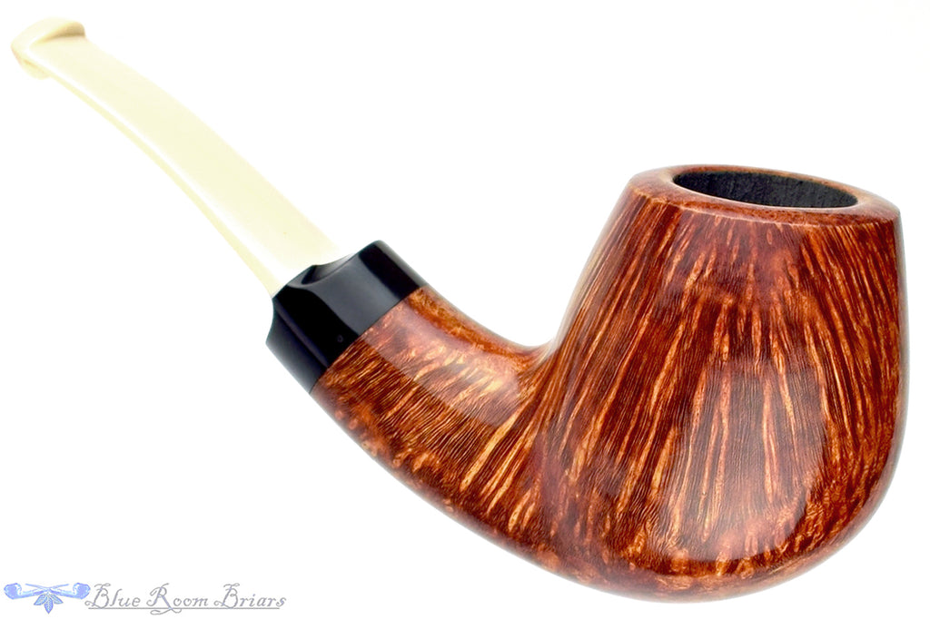 Blue Room Briars is proud to present this Jared Coles Pipe Bent High-Contrast Billiard with Ebonite
