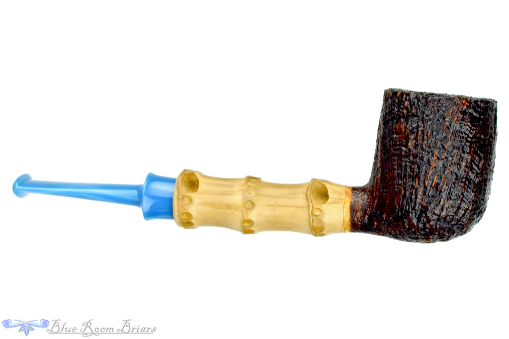 Blue Room Briars is proud to present this Bill Shalosky Pipe 566 Sandblast Billiard with Bamboo and Bakelite