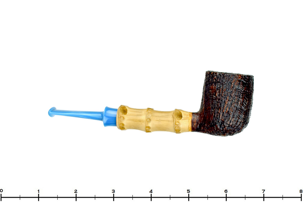 Blue Room Briars is proud to present this Bill Shalosky Pipe 566 Sandblast Billiard with Bamboo and Bakelite