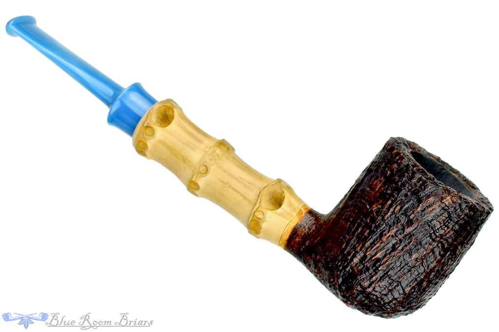 Blue Room Briars is proud to present this Bill Shalosky Pipe 566 Sandblast Billiard with Bamboo and Bakelite
