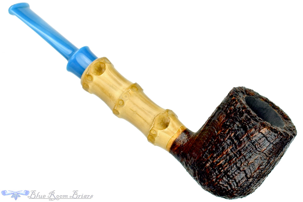 Blue Room Briars is proud to present this Bill Shalosky Pipe 566 Sandblast Billiard with Bamboo and Bakelite