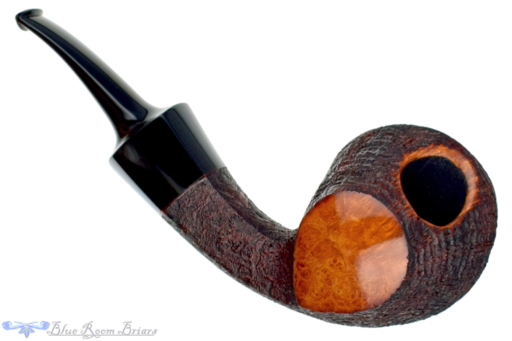 Blue Room Briars is proud to present this Jesse Jones Pipe 6220 1/8 Bent Partial Sandblast Fugu Blowfish