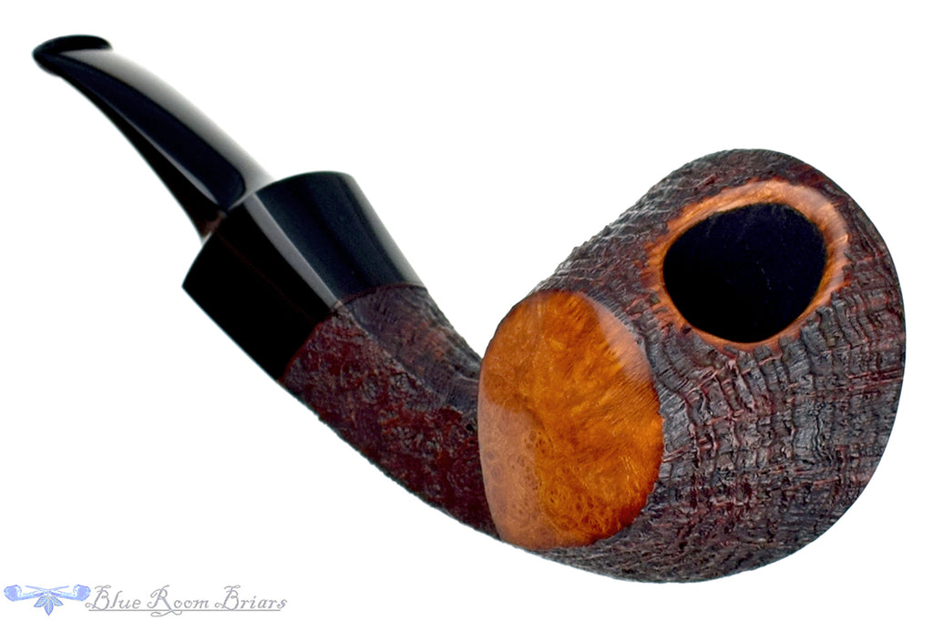 Blue Room Briars is proud to present this Jesse Jones Pipe 6220 1/8 Bent Partial Sandblast Fugu Blowfish