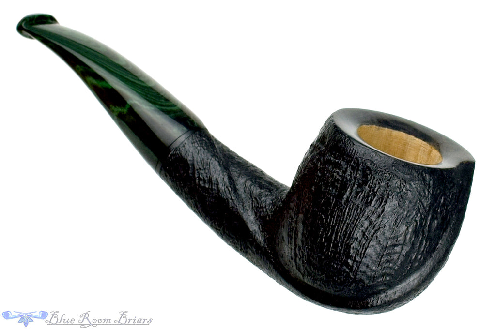 Blue Room Briars is proud to present this Colin Rigsby Pipe 1/4 Bent Black Blast Twisted Apple with Brindle