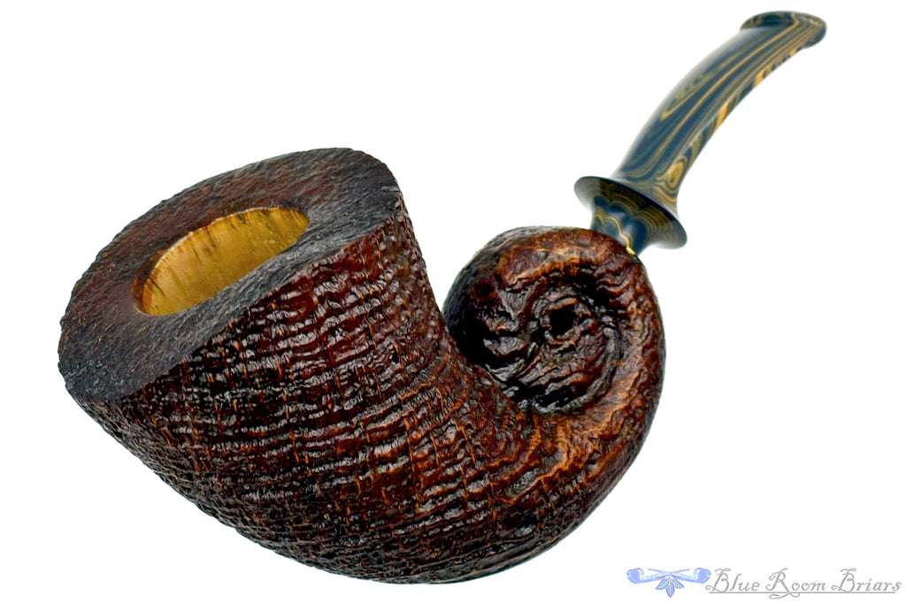 Blue Room Briars is proud to present this Bill Walther Pipe Ring Blast Nautilus with Brindle and Military Mount