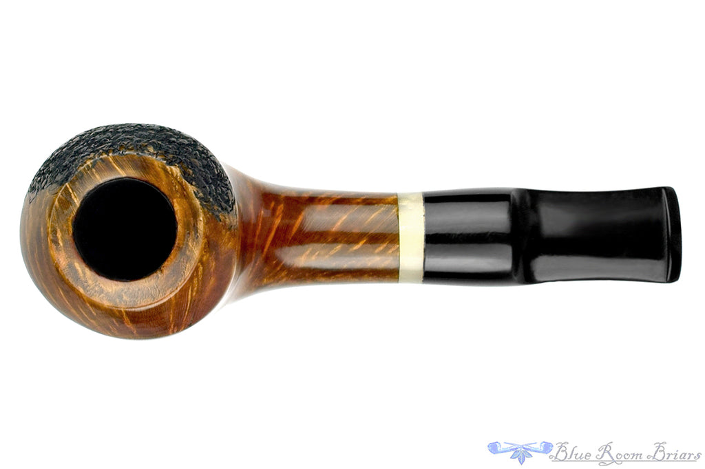 Blue Room Briars is proud to present this Ron Smith Pipe "Mason" Spot Carved Horn with Acrylic