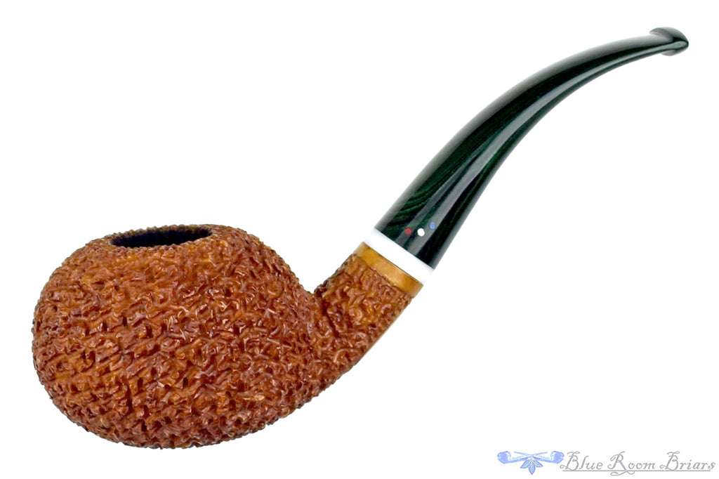 Dr. Bob Pipe (PPP) Bent Rusticated Tomato with Acrylic and Brindle