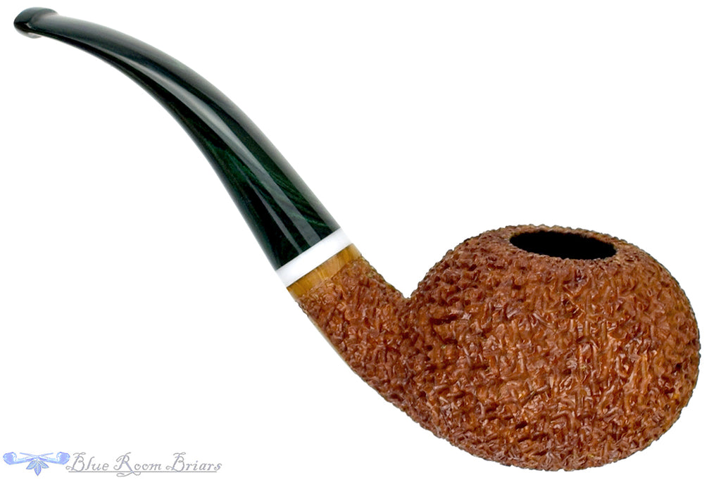 Blue Room Briars is proud to present this Dr. Bob Pipe (PPP) Bent Rusticated Tomato with Acrylic and Brindle