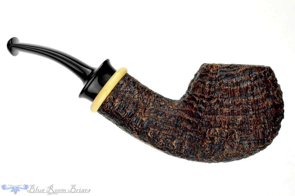 Blue Room Briars is proud to present this Bill Shalosky Pipe 611 Bent Ring Blast Apple with Boxwood
