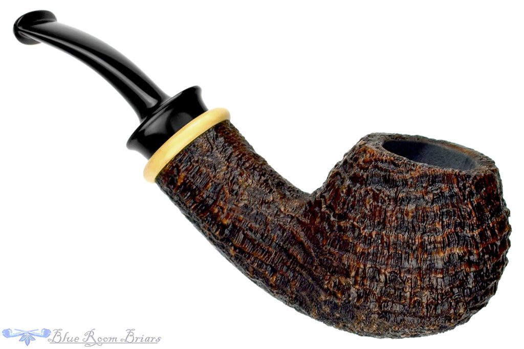 Blue Room Briars is proud to present this Bill Shalosky Pipe 611 Bent Ring Blast Apple with Boxwood
