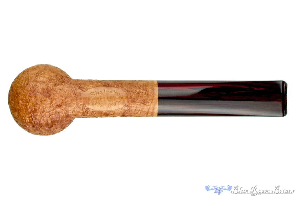 Blue Room Briars is proud to present this Bill Shalosky Pipe 607 Tan Blast Billiard with Cumberland Brindle