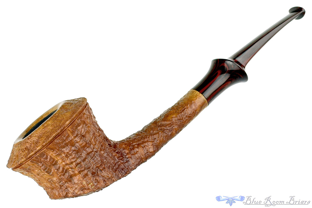 Nate King Pipe 689 Tan Blast Oval Shank Rhodesian with Cumberland Brindle
