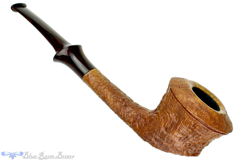 Blue Room Briars is proud to present this Nate King Pipe 689 Tan Blast Oval Shank Rhodesian with Cumberland Brindle