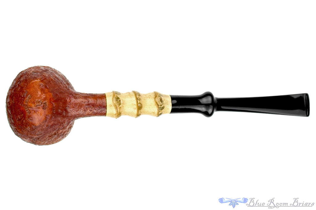 Blue Room Briars is proud to present this Nate King Pipe 721 Mid-Tone Sandblast Potato Sack with Bamboo