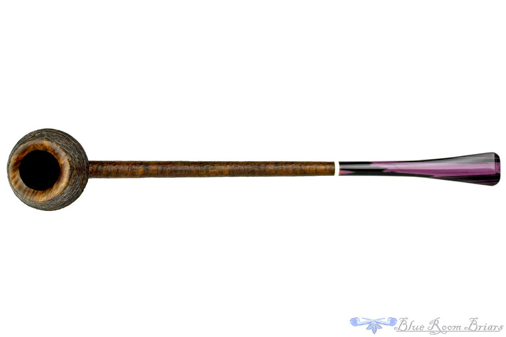 Blue Room Briars is proud to present this Scottie Piersel Pipe "Scottie" Sandblast Extra Long Pencil Shank Rhodesian with Faux Ivory Accent