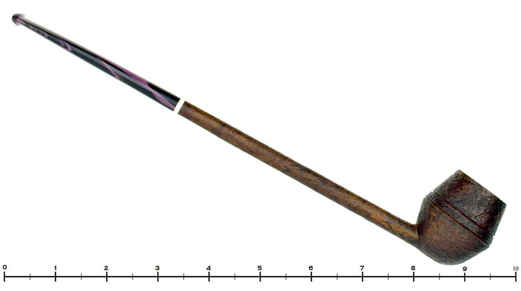 Blue Room Briars is proud to present this Scottie Piersel Pipe "Scottie" Sandblast Extra Long Pencil Shank Rhodesian with Faux Ivory Accent