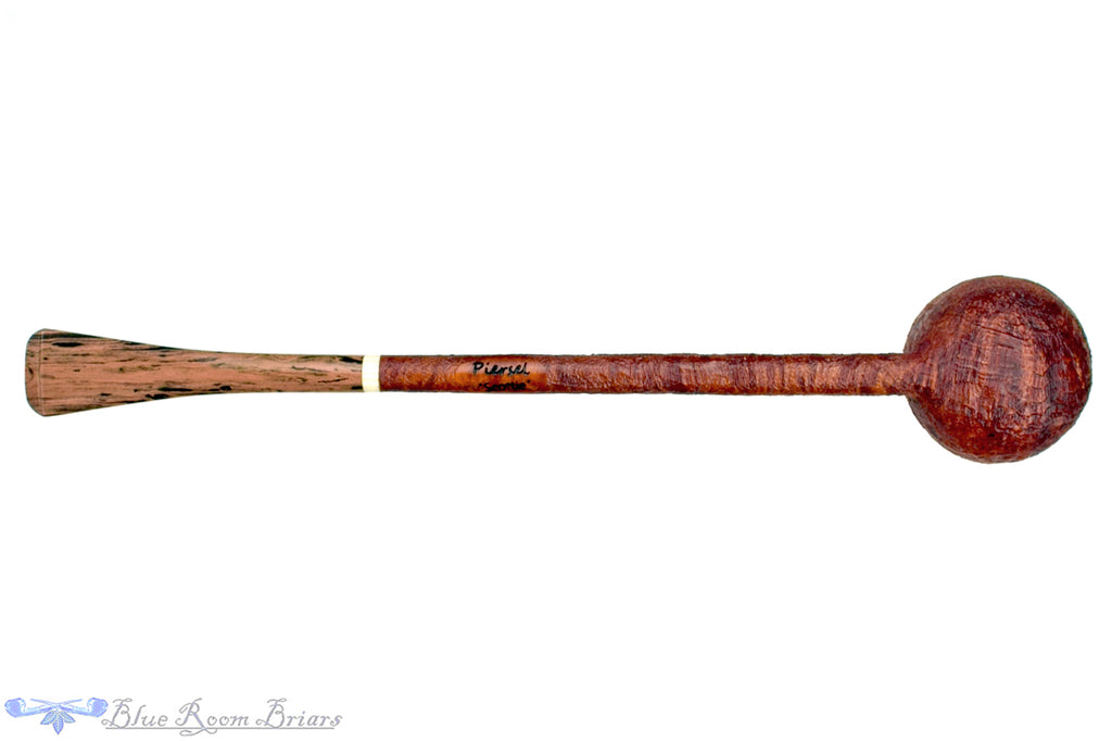 Blue Room Briars is proud to present this Scottie Piersel Pipe "Scottie" Sandblast Extra Long Pencil Shank Billiard with Faux Ivory Accent