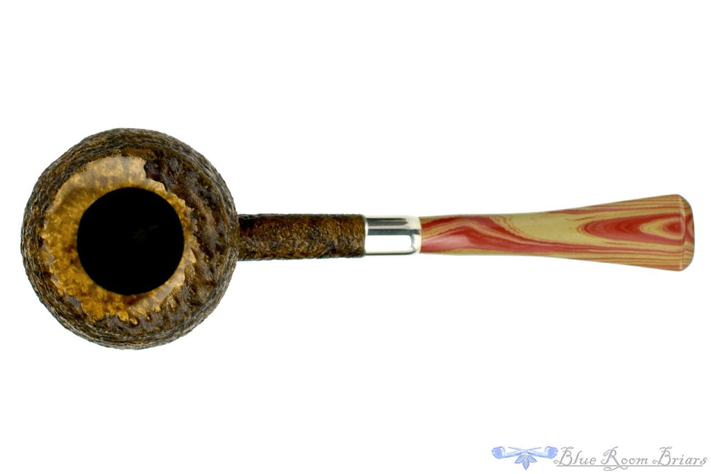 Blue Room Briars is proud to present this Scottie Piersel Pipe "Scottie" Sandblast Pencil Shank Tomato with Silver and Plateau