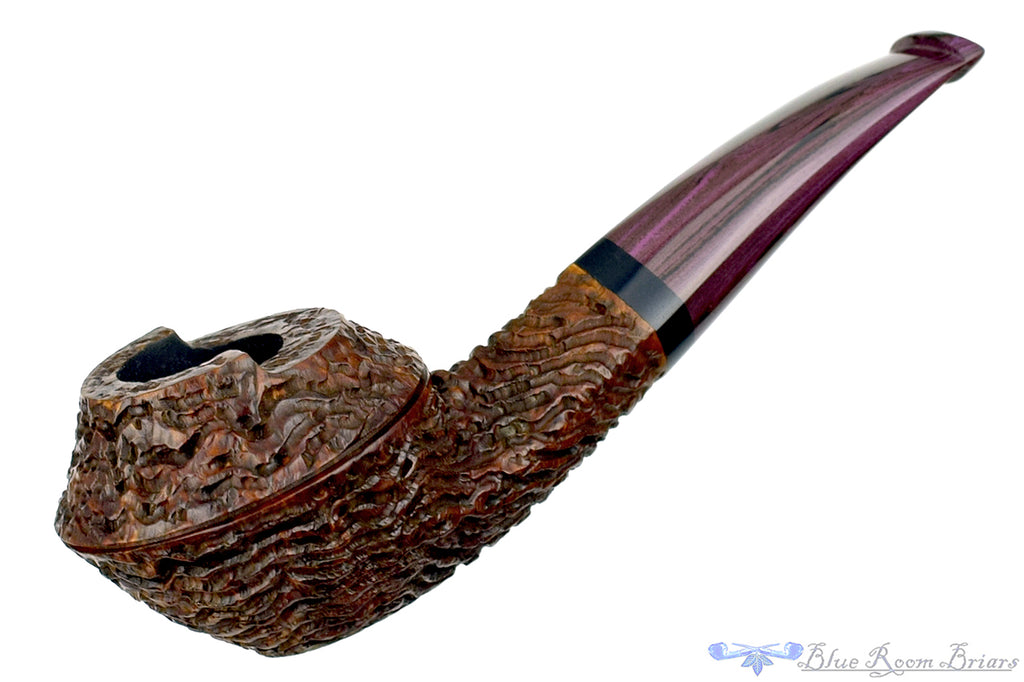 Blue Room Briars is proud to present this Andrea Gigliucci Pipe Carved 1/8 Bent Windscreen Bulldog with Ebony and Brindle