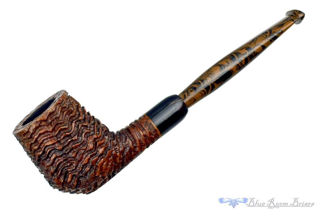 Andrea Gigliucci Pipe Carved Billiard Sitter with Military Mount, Horn Ferrule, and Brindle