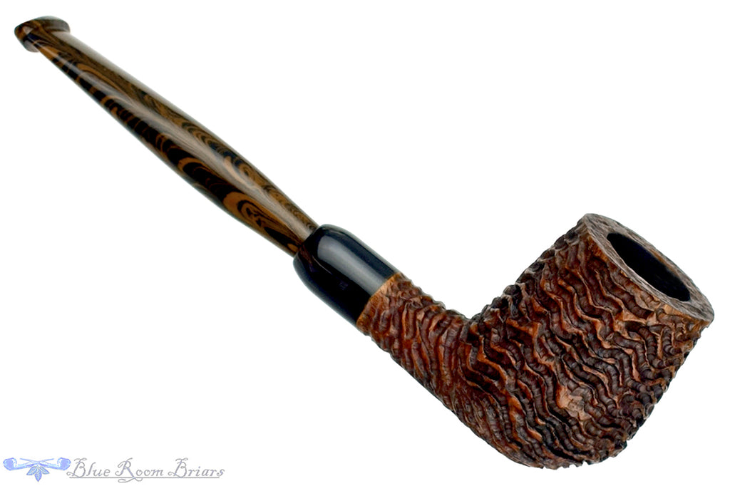 Blue Room Briars is proud to present this Andrea Gigliucci Pipe Carved Billiard Sitter with Military Mount, Horn Ferrule, and Brindle
