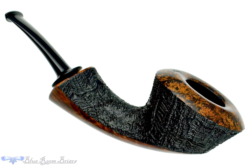 Blue Room Briars is proud to present this David Huber Pipe Partial Sandblast Rhodesian