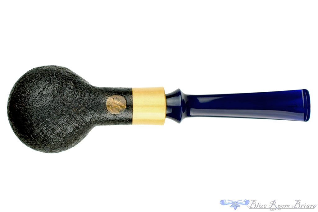 Blue Room Briars is proud to present this Doug Finlay Pipe Large Black Blast Billiard with Boxwood and Blue Stem