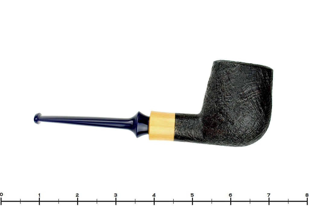 Blue Room Briars is proud to present this Doug Finlay Pipe Large Black Blast Billiard with Boxwood and Blue Stem