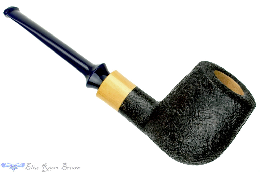 Blue Room Briars is proud to present this Doug Finlay Pipe Large Black Blast Billiard with Boxwood and Blue Stem