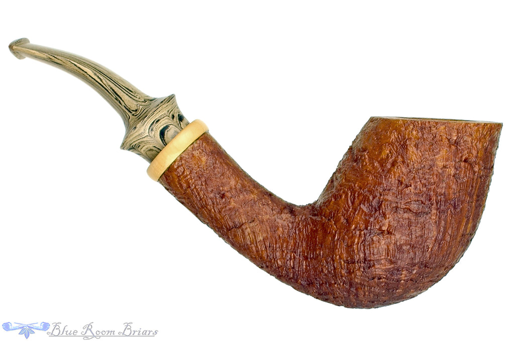 Blue Room Briars is proud to present this Bill Walther Pipe Tan Blast Bent Egg Sitter with Boxwood and Sand Brindle