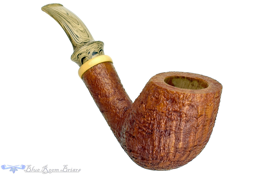 Blue Room Briars is proud to present this Bill Walther Pipe Tan Blast Bent Egg Sitter with Boxwood and Sand Brindle