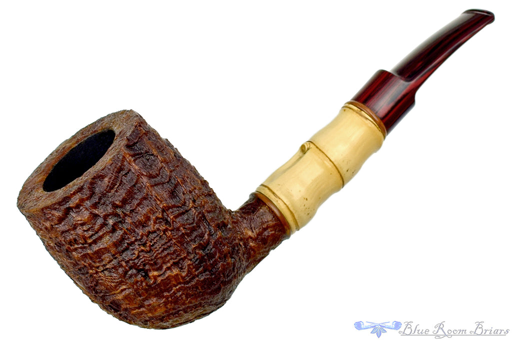 Blue Room Briars is proud to present this Bill Walther Large Sandblast Billiard with Buddha Bamboo and Brindle