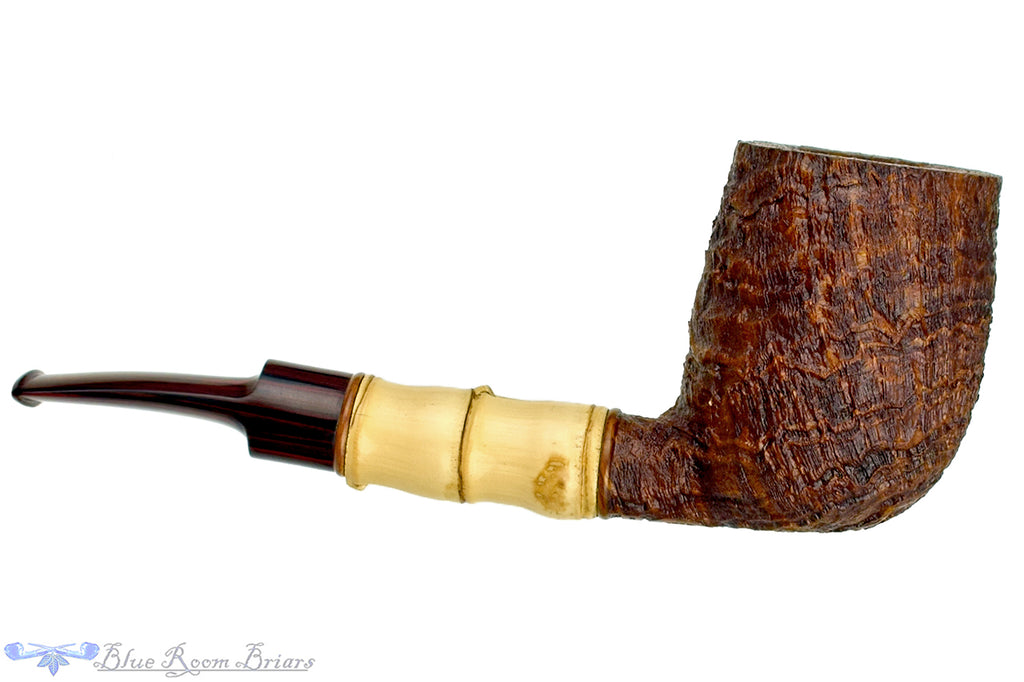 Blue Room Briars is proud to present this Bill Walther Large Sandblast Billiard with Buddha Bamboo and Brindle