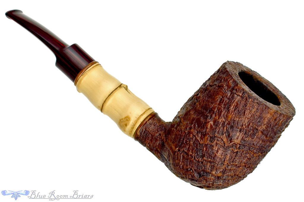 Blue Room Briars is proud to present this Bill Walther Large Sandblast Billiard with Buddha Bamboo and Brindle